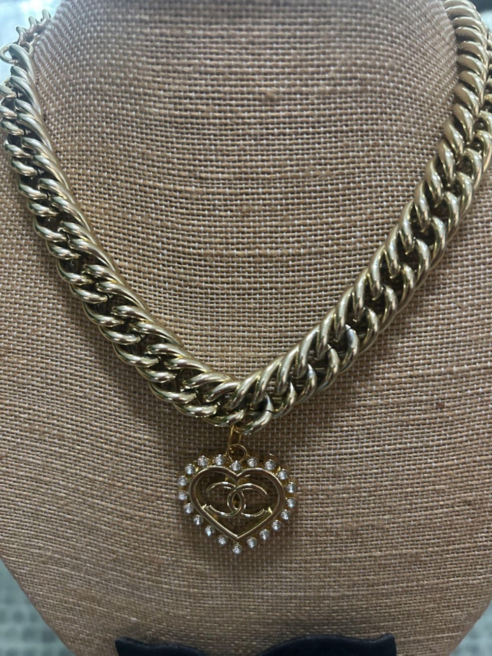 GOLD-TONED  Heart Pendant Necklace with Crystal Accents - Picture 10 of 11